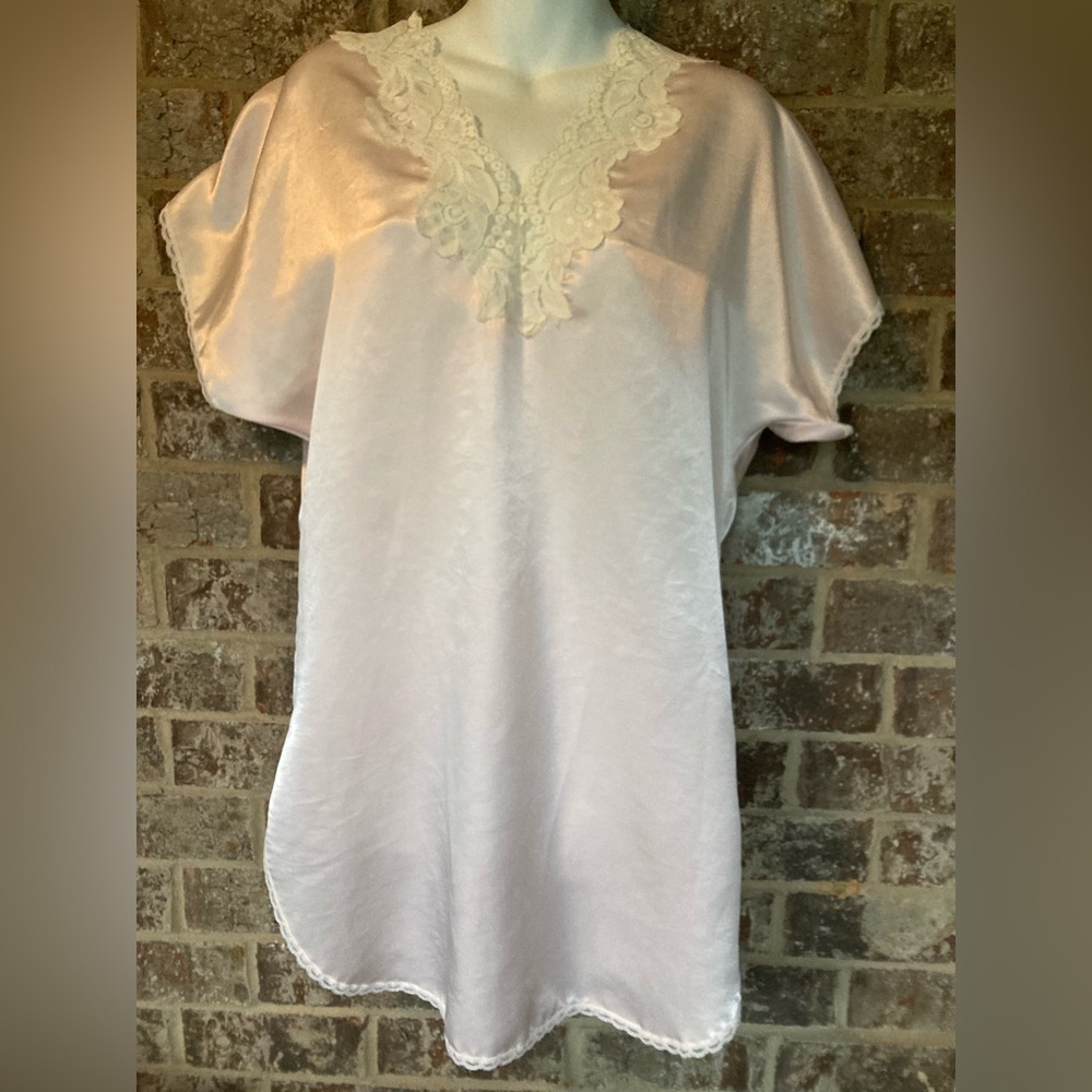 Vtg Val Mode Lace Cutout Chemise Short Nightgown Lingerie Slip Dress Sz Small